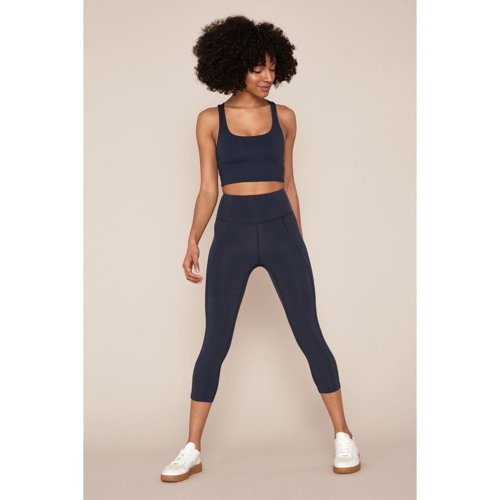 Girlfriend Collective X ECONYL Recycle Nylon Dark Gray Cropped Workout Leggings 